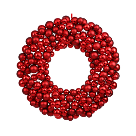 Christmas Ball Ornament Wreath 24" Red