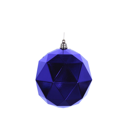 Aria Geometric Sphere Ornament 6" Set of 4 Purple Shiny