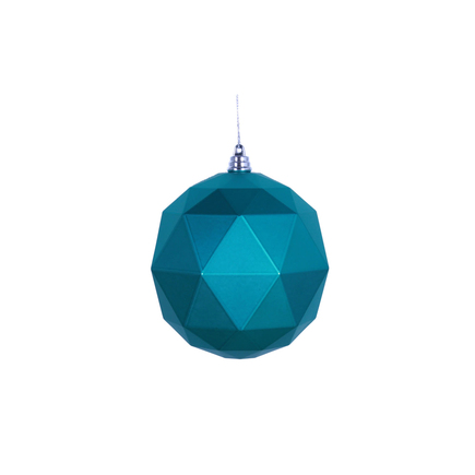 Aria Geometric Sphere Ornament 6" Set of 4 Teal Matte