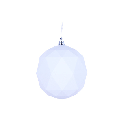 Aria Geometric Sphere Ornament 6" Set of 4 White Shiny