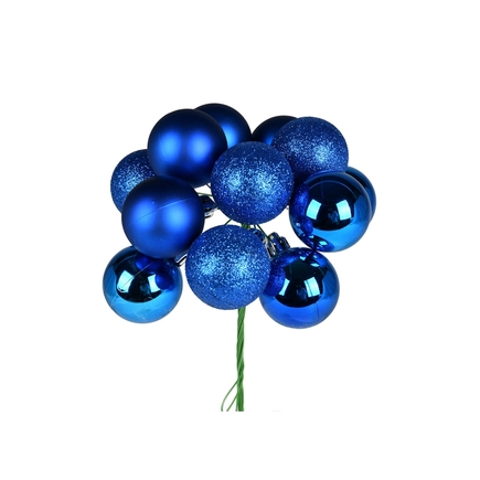 Blue Ball Ornament Cluster 12" Mixed Finish Set of 4