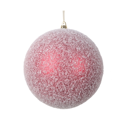 Red Ball Ornaments 4.75" Snowy Finish Set of 4