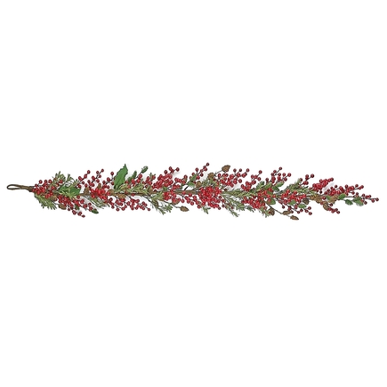 Red Berries Evergreen Garland 5'
