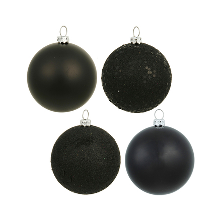 Black Ball Ornaments 1" Assorted Finish Set of 36