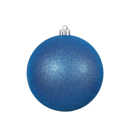 Blue Ball Ornaments 4" Glitter Set of 6