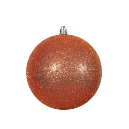 Burnished Orange Ball Ornaments 8" Glitter Set of 4