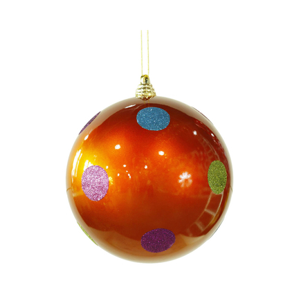 Polka Dot Candy Ball Ornament 5.5" Set of 4 Orange
