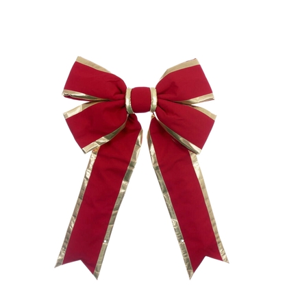 Outdoor Gold Trim Red Canvas Bow 18" x 23"