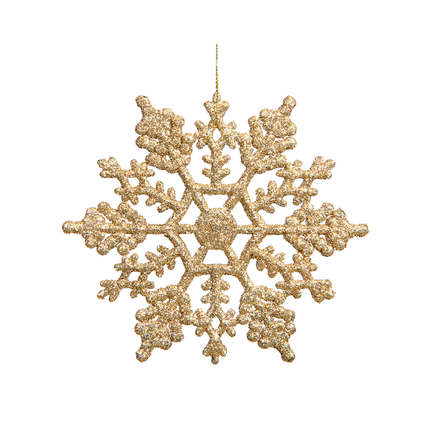 Large Christmas Snowflake Ornament 6.25" Set of 12 Gold
