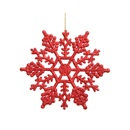 Christmas Snowflake Ornament 4" Set of 24 Red