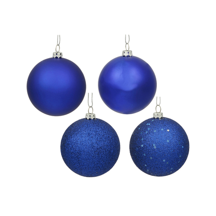 Cobalt Ball Ornaments 10" Assorted Finish Set of 4