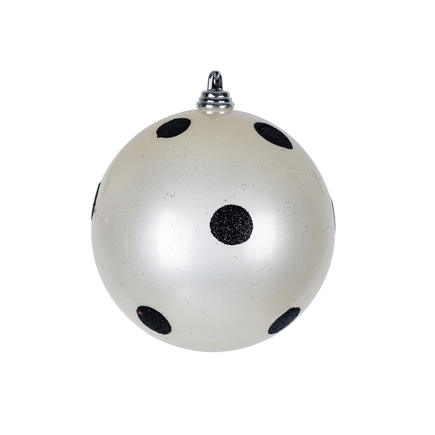 Dot Ball Ornament 4" Set of 6 White
