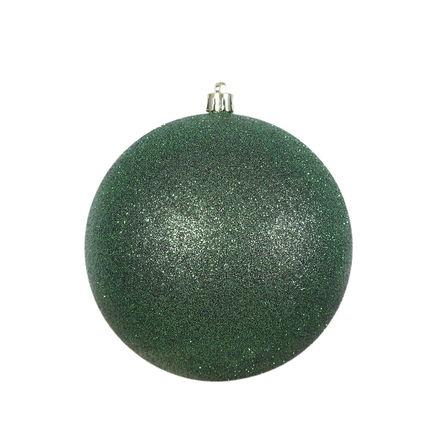 Emerald Ball Ornaments 6" Glitter Set of 4