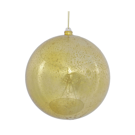 Gold Ball Ornaments 8" Faux Mercury Shiny Set of 2