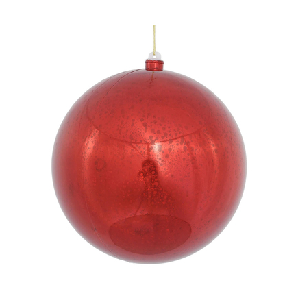 Red Ball Ornaments 8" Faux Mercury Set of 2