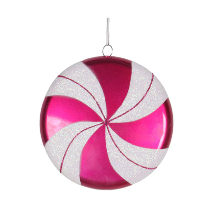 Dolce Flat Candy Ornament 6" Set of 2 Hot Pink