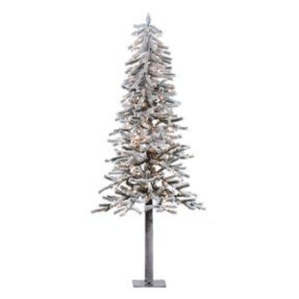 5' Flocked Alpine Tree Warm White LED