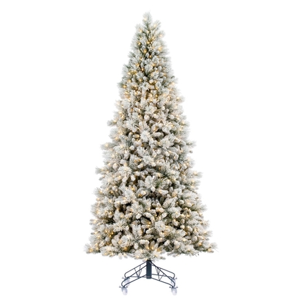 7.5' Flocked Swiss Pine Full Warm White LED