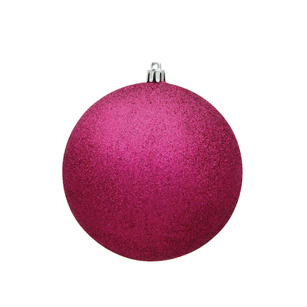 Fuchsia Ball Ornaments 3" Glitter Set of 12