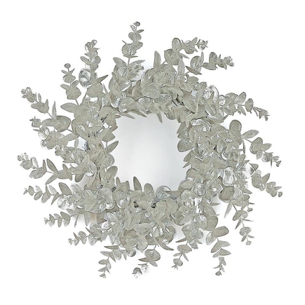 Glittered Eucalyptus Wreath 24" Platinum