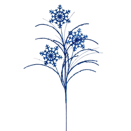 Glittered Snowflake Spray 31" Set of 6 Blue