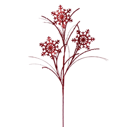 Glittered Snowflake Spray 31" Set of 6 Red