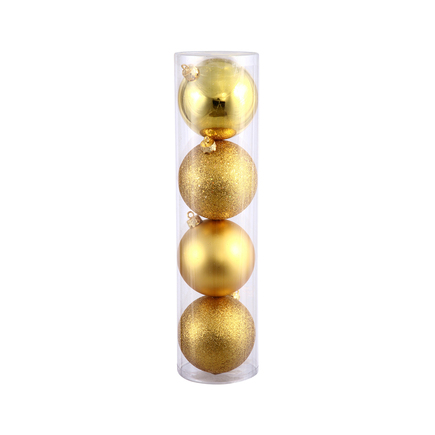 Gold Ball Ornaments 6" Assorted Finish Set of 4