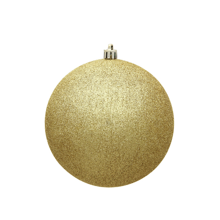 Gold Ball Ornaments 3" Glitter Set of 12