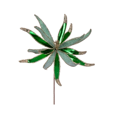 Metallic Sparkly Star Flower 24" Set of 2 Green