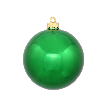 Green Ball Ornaments 5" Shiny Set of 4
