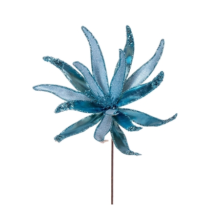 Metallic Sparkly Star Flower 24" Set of 2 Ice Blue