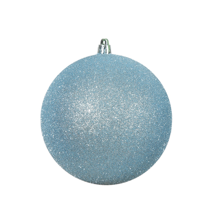 Ice Blue Ball Ornaments 3" Glitter Set of 12
