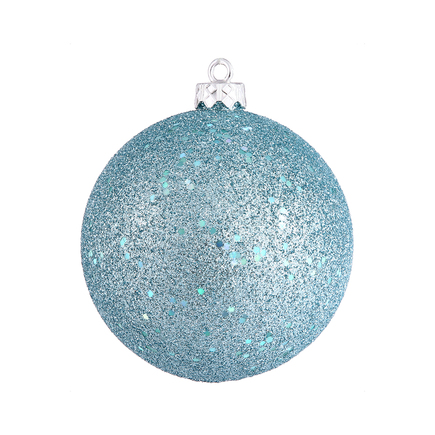 Ice Blue Ball Ornaments 6" Sequin Set of 4