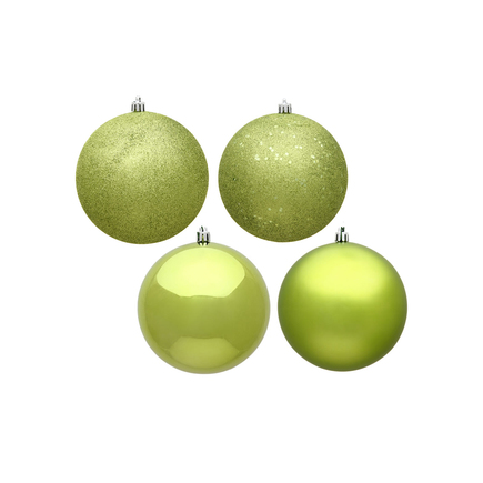 Lime Ball Ornaments 4" Assorted Finish Set of 12