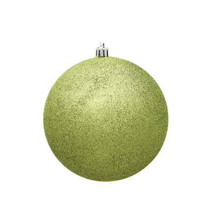 Lime Ball Ornaments 4" Glitter Set of 6