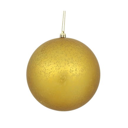 Gold Ball Ornaments 6" Faux Mercury Matte Set of 4
