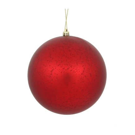Red Ball Ornaments 4" Faux Mercury Matte Set of 6