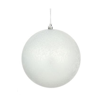 Silver Ball Ornaments 4" Faux Mercury Matte Set of 6