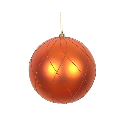 Noelle Ball Ornament 8" Set of 2 Burnished Orange