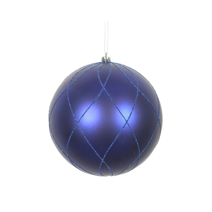 Noelle Ball Ornament 6" Set of 3 Cobalt