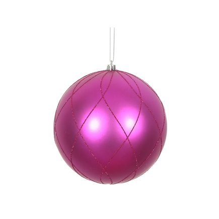 Noelle Ball Ornament 6" Set of 3 Fuchsia
