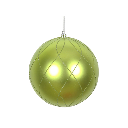 Noelle Ball Ornament 4" Set of 4 Lime
