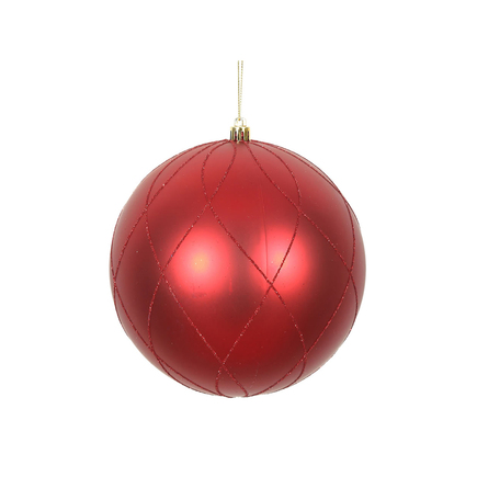 Noelle Ball Ornament 4" Set of 4 Red
