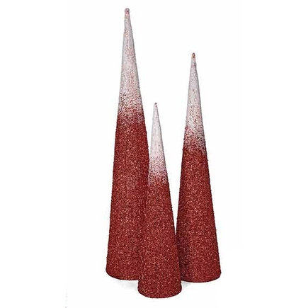 5' Ombre Glitter Cone Tree Red/White