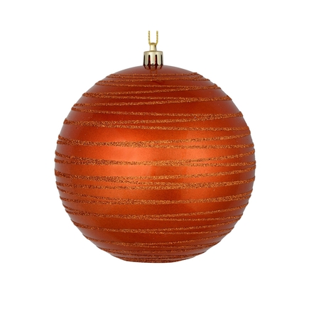 Orb Ball Ornament 6" Set of 3 Burnished Orange