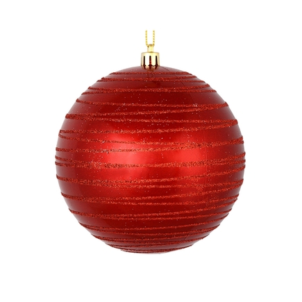 Orb Ball Ornament 4" Set of 4 Red