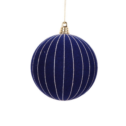 Paris Velvet Ball Ornament 4" Set of 3 Indigo
