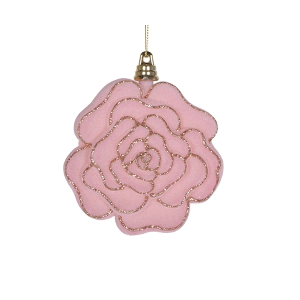 Paris Velvet Flower Ornament 4" Set of 4 Pink