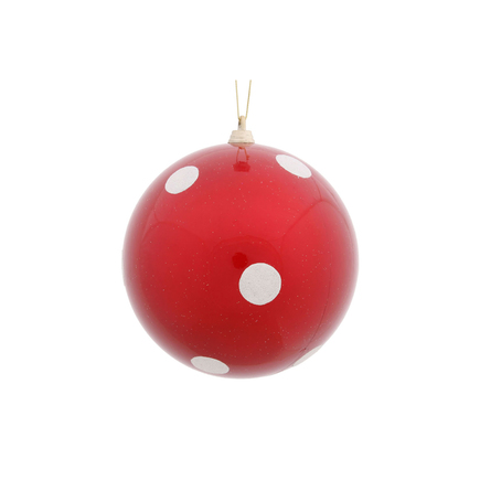 Polka Dot Candy Ball Ornament 8" Set of 2 Peppermint