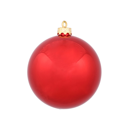 Red Ball Ornaments 5" Shiny Set of 4